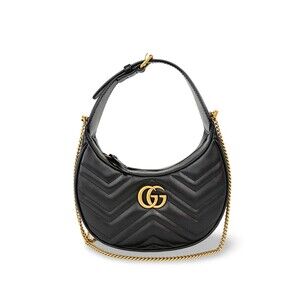 Gucci GG Marmont Half Moon Hobo Matelasse Leather Mini